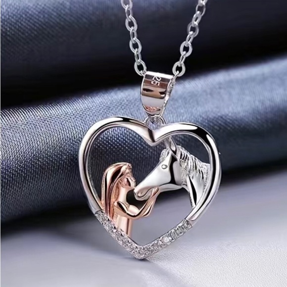 Other - 💎 Girl & Horse Rhinestones Pendant Necklace 30% OFF